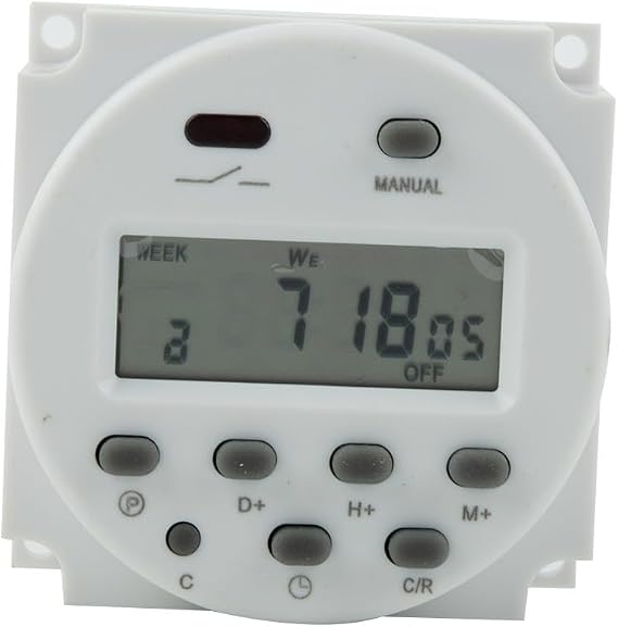 Digital Timer Switch 12V 16A Programmable LCD Display Waterproof for Lights Water Heaters Sprayers Agricultural Equipment Home Appliances(B)
