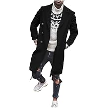 Mens Slim Fit Trench Coat Double Breasted Pea Coat Men Long Overcoat Classic Fall Winter Topcoat Casual Busienss
