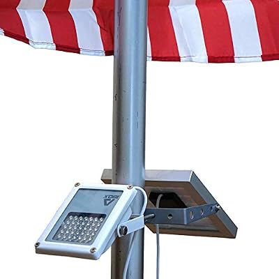 Alpha 180X Flag Pole Light with Warm White LED - Solar Powered Cast Iron Street Light Style Floodlight - U-Bracket Fits 2.5 Pole