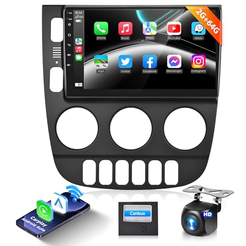 2G64G Radio for Mercedes Benz W163 ML320 ML350 ML400 ML500 2003-2005 Car Stereo with Wireless Carplay 9inch IPS HD Touch Screen Android Auto Bluetooth WiFi FM RDS Radio 28UIs AHD Backup Camera MIC
