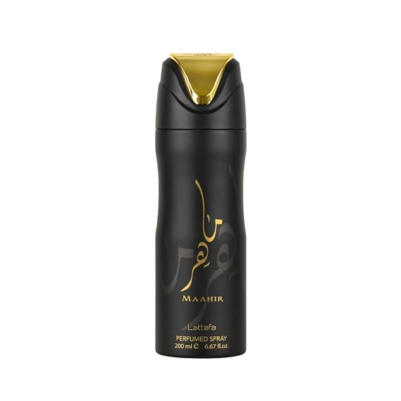 Lattafa Maahir Perfumed Deodorant Spray, 6.6 Ounce (Unisex)