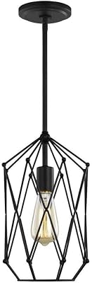 Generation Lighting 1-Light Zarra Modern Pendant Light Fixture Midnight Black 5134101-112, Modern Ceiling Light Fixture for Home Decor, A19 Bulb Candelabra for Foyer or Living Room Decor