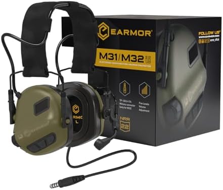 Upgrade EARMOR M32 PLUS Tactical Headset with MIC, Noise Canceling Shooting Ear Protection with U-174 Connector