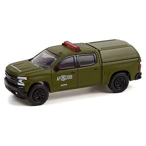 ModelToyCars 2021 Chevy Silverado LT Trail Boss Z71 wCamper, Green - Greenlight 30318-164 Scale Diecast Car