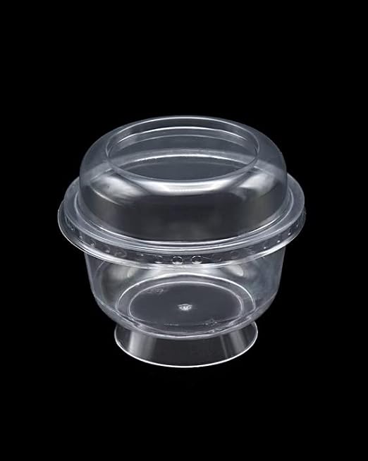 Plastik Kristal Tatlı Kabı - Kapaklı 180cc 25 Adet, Kullan At