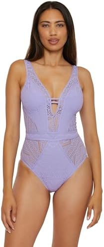 Becca Color Play One Piece Swimsuit, Plunge Neck, Crochet, Bathing Suits for Women