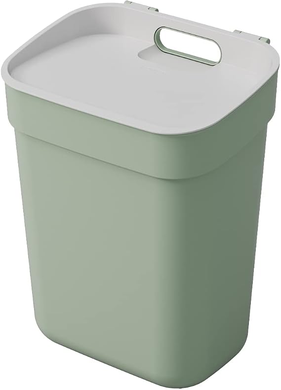 CURVER Ready to Collect 10L Sorting Bin - Ideal Under Sink - with Wall Bracket for Wall or Door - Kitchen, Bathroom, Laundry Room - 100% Recycled - Green