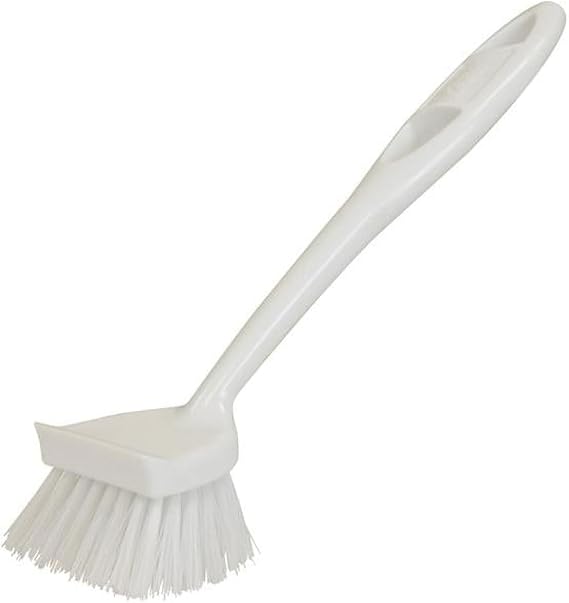 Quickie Dish Brush, Long Handle, White, Dish Scrub Brush for Cleaning, Pots/Pans/Kitchen