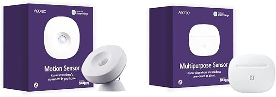 SmartThings Aeotec Zigbee Motion Sensor - automatic control of light integrated temperature sensor, compatible with Echo Plus and Philips Hue. & SmartThings Zigbee Multipurpose Sensor