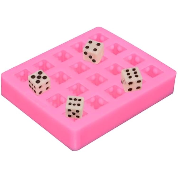20-Cavity Dice Silicone Fondant Mold Dice Candy Chocolate Mold Square Dice Silicone Polymer Clay Mold for DIY Craft Projects