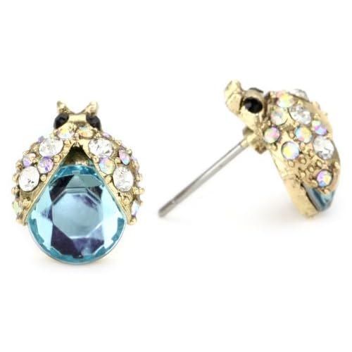 Betsey Johnson Crystal Bug Stud Earrings