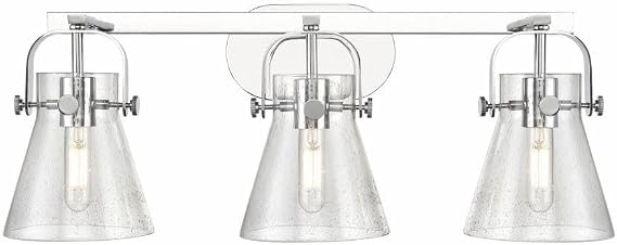 Innovations Lighting Pilaster II Cone - 3 Light Bath Vanity in Industrial Style-10.13 Inches Tall and 26.5 Inches Wide-Polished Chrome Finish