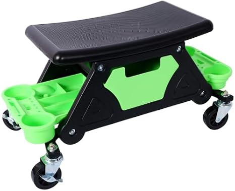 Mechanic Stool 300 LBS Capacity Garage Stool Gift for Men, Heavy Duty Rolling Mechanics Seat, with Three Slide Out Tool Trays and Drawer, Tools for Automotive Auto Repair (B Style)