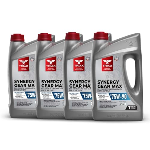 Triax Synergy Gear Max 75W90 GL-5 Limited Slip, Ultra Long Drain 500k Miles, Manual Transmission, GearDifferential Lubricant 4 Gallon Case