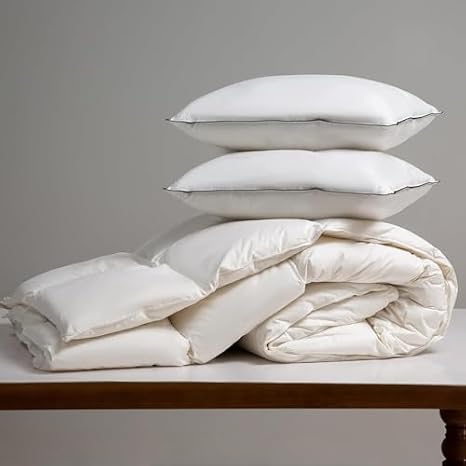 BPC Organic Down Comforter Queen & Goose Down Pillows Queen, 750FP-fluffy
