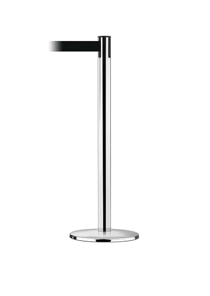 Tensabarrier - 889U-1P-1P-STD-NO-B9X-C - Advance Post Universal Polished Chrome Base/Polished Chrome Tube Standard 7.5' No Custom Black Webbing