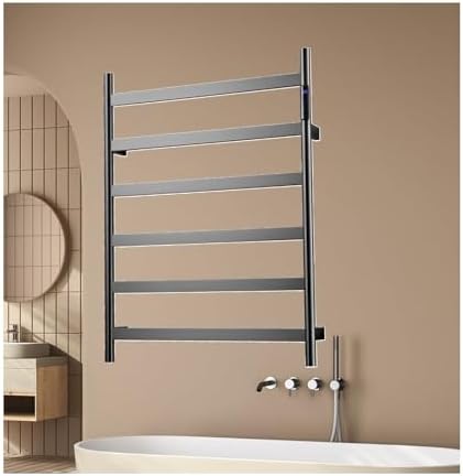 Wall Mounted Electric Towel Warmer for Drying Towels And Garments,Stainless Steel Heated Towel Rack,Heated Towel Drying Rack Fast Heating,Brushed,Hard wired