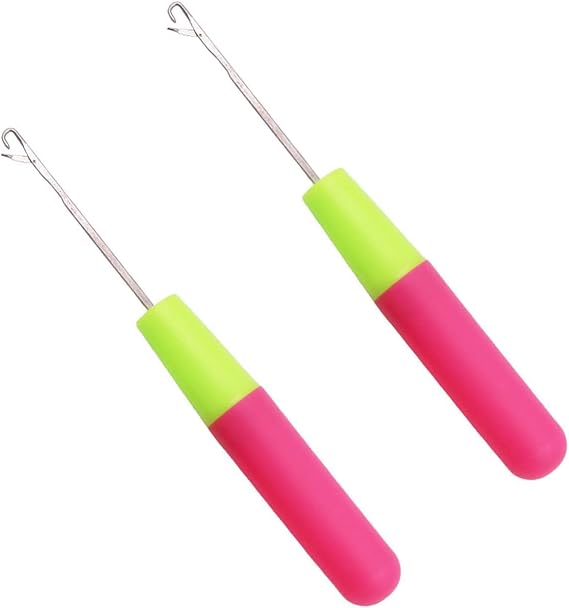 2pcs Plastic Handle Crochet Needle Hook,Crochet Needle Hair,Latch Hook Crochet Needle for Kids Adults Braid Hair,Hair Braiding Micro Braids,Hair Extension,Feather and Dreadlock Beads