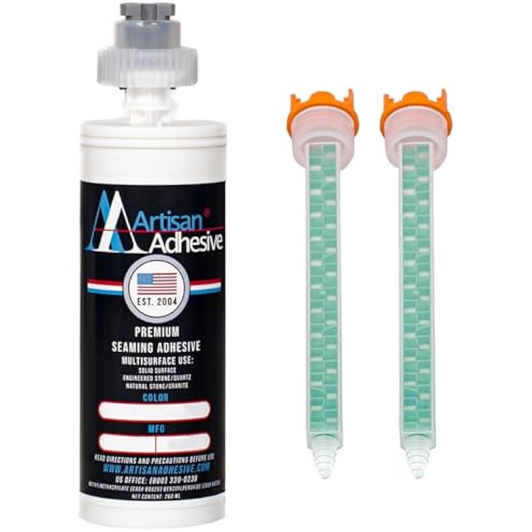 Color: Snow White - Specially Formulated Seam Adhesive for Solid SurfaceQuartzStone - 250ml 8.45 oz Cartridge Includes 2 Mixing Tips -Dispenser Sold Separately