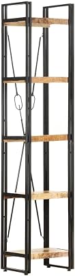 Standing Shelves Cubicle Rack Bookcases Organizer 5-Tier Bookcase 15.7x11.8x70.9 Solid Mango Wood for Living Room Office Study Bedroom