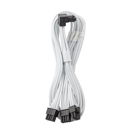 CableMod RT-Series Pro ModFlex Sleeved 12V-2x6 12VHPWR 90 StealthSense PCIe Cable for ASUS/Seasonic/Phanteks (Variant B, White)