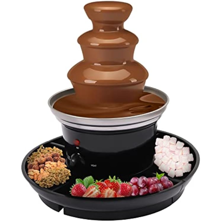 3-Tier Chocolate Fountain Machine, Small Chocolate Fondue Fountain for Display, Chocolate Fondue Set for Easy Treat Dipping, 40W Electric Chocolate Fondue Fountain with 6 pcs Forks