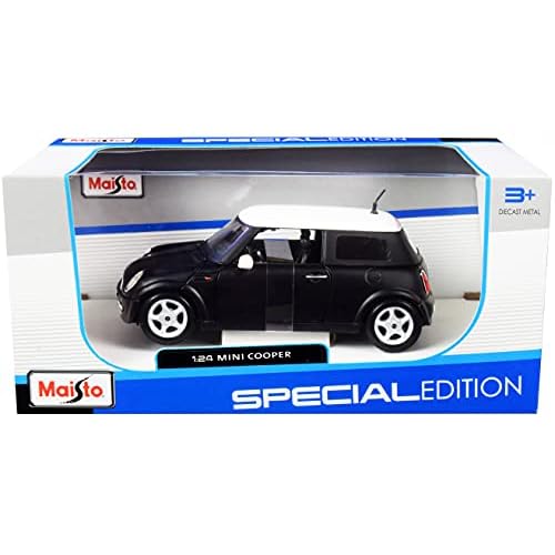 Mini Cooper Matt Black with White Top 124 Diecast Model Car by Maisto 31219 31219mtbk
