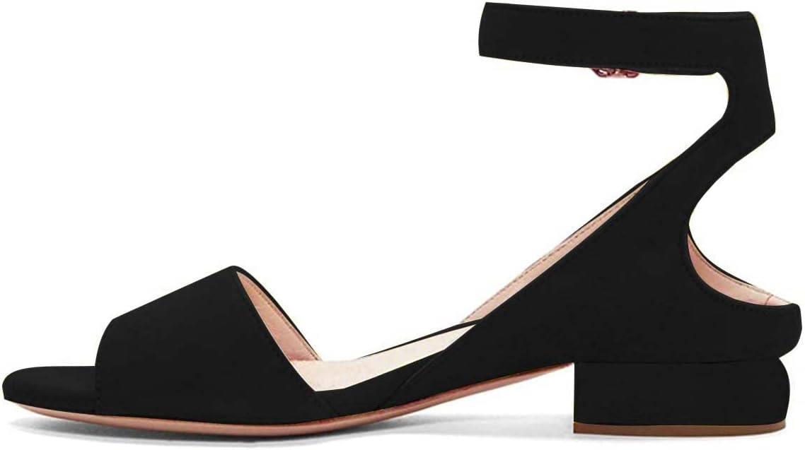 XYD Women Strappy Low Heel Sandals Open Toe Ankle Strap Chunky Block Pumps Comfy Daily Dressy Shoes