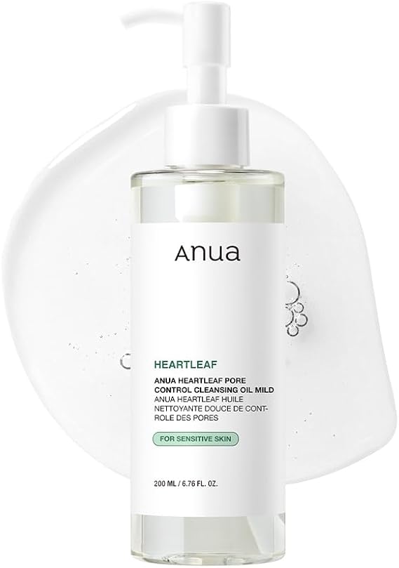 Anua Heartleaf Mild Pore Cleansing Oil, Gentle Facial Cleanser for Sensitive Skin, Facial Cleansing Oil, Blackhead Remover, Korean Skincare, 200ml
