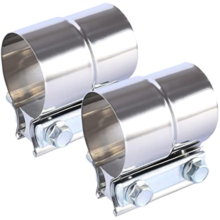 2.25 Inch Lap Joint Exhaust Band Clamp Exhaust Repair Preformed For Exhaust Pipe Connection Stainless Steel 2.25 2 Packs Metallic
