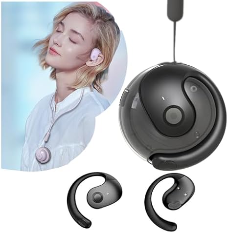 Earphone Wireless Bluetooth, OWS Hanging Bluetooth 5.4 Earphones, Open Ear Headset Ball - Portable and Comfortable, HiFi Stereo Sound Headphones Noise Cancelling Running Sport (Black)