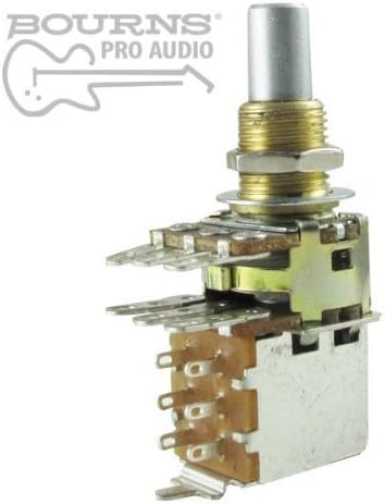 Bourns Dual Mini Guitar Potentiometer w/Push Pull Switch, 250K Audio, Solid Shaft
