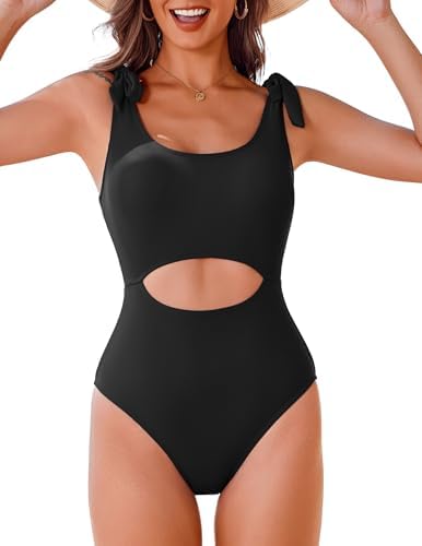 AIMAGE One Piece Swimsuit Women 2025 Tummy Control Bathing Suits Cutout Scoop Neck Swimwear Push Up Swim Suit