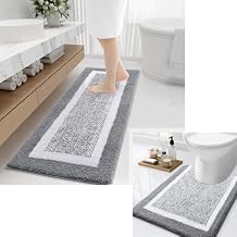 OLANLY Bathroom Rug and Toilet Rug U-Shaped, Size 47x20 and U-Shaped 24x20 in Grey, 2 Item Bundle