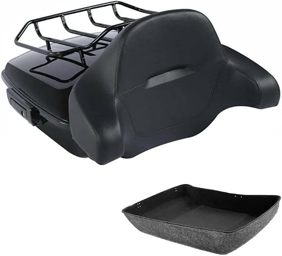 TCMT Chopped Black Lacthes Wrap Around Trunk Backrest Luggage Rack Fit For Harley 2014-2025 Touring CVO Road King Road Glide Street Glide Electra Glide Pack