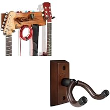 SNIGJAT Guitar Wall Mount, Wood Guitar Hanger with Shelf and Pick Holder, Guitar Wall Stand Rack for Acoustic Electric Bass