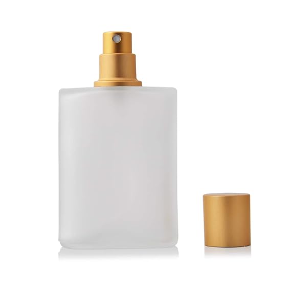 50ml/1.7 Oz Empty Refillable Frosted Glass Spray Perfume Bottle Atomizer Container With Lid For Travel Or Gift 1pcs (50ml, Gold)
