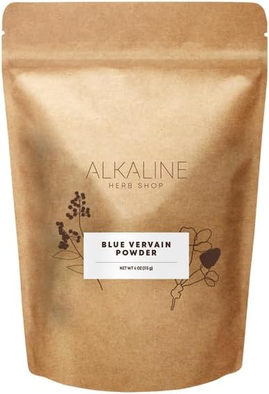 Alkaline Herb Shop Blue Vervain Powder 4 oz - Organic or Wildcrafted Milled Verbena Hastata from USA (Verbena Azul) - for Herbal Tea, Tinctures and Salves
