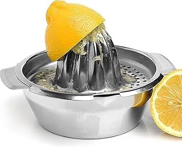 MallArt® Paslanmaz Çelik Limon Sıkacağı Manuel Narenciye Sıkacağı Portakal Narenciye Presi Süzgeçli Meyve Sıkacağı Çelik El Tipi Limonluk