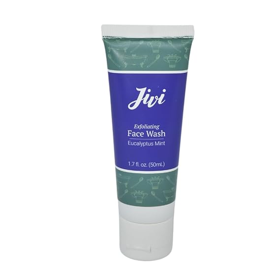 Jivi Exfoliating Face Wash (Eucalyptus Mint) | Cream Cleanser that Exfoliates and Tones | 100% Natural with Organic Ingredients | Made for Sensitive and Dry Skin | 50ml