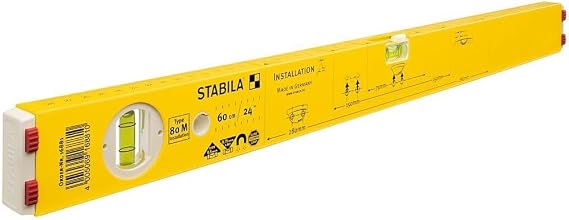 STABILA Wasserwaage Type 80 M Installation 60 cm Alu-Profil Seltenerd-Magnete Markierungshilfen für SHK-Gewerke metrische Skala 1 Horizontal-Libelle 1 Vertikal-Libelle Made in Germany
