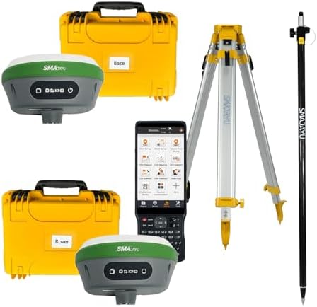 SMA26 Plus GNSS RTK Rover & Base Surveying Equipment with Controller and Software, 1cm Accuracy NOAA Certified IP67, IMU/PPP/CORS/UHF Tilt Compensation GPS(Including Tripod and Pole)