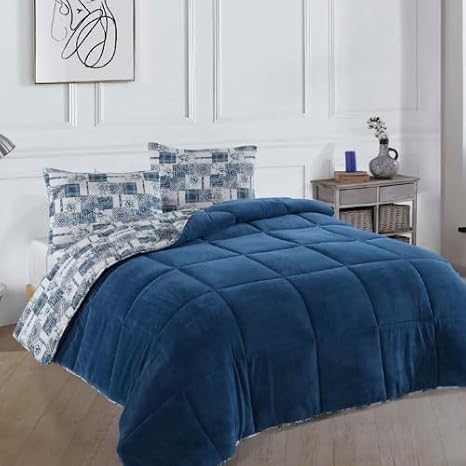Formeya Tek Kişilik Lüx Wellsoft Yorgan Çift Taraflı Yastık Kılıflı 155x215 cm Yorgan (Mavi)