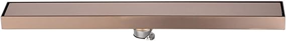 Linear Shower Drain, 2 in 1 Tile Insert Cover Floor Drain, Brushed 304 Stainless Steel Linear Drain with Hair Strainer Rectangle Shower Floor Drain, Rose Gold (White : 100cm(39.3''))