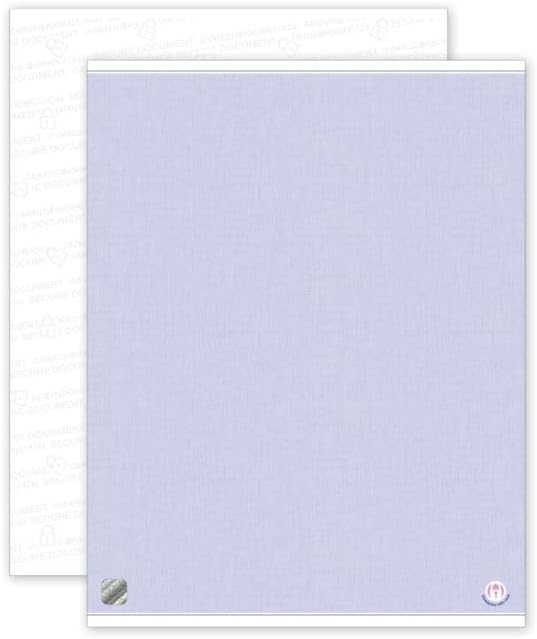 SSPH01 High Security Paper Blue Blank Sheets 8 1/2 x 11" QTY 200