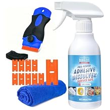 Adhesive Remover Spray for Cars, Home & Office Removes Stickers, Labels, Decals, Tape Residue, Gum, Tar & Grease Glue & Sticker Remover with Scraper and Towel Set, 10oz (300ml)