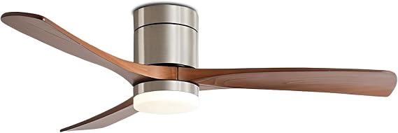 Walnut Wood Ceiling Fan with Light Modern Smart Ceiling Fan Light with Remote/APP/Voice Control, 6 Speeds for Bedroom Dining Room Living Room Quiet Ceiling Fans with Dimmable LED Light
