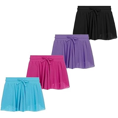 Girls 4 Pack Butterfly Shorts Lightweight Flowing Athletic Shorts with Elastic Waist Drawstring Sizes 4-16