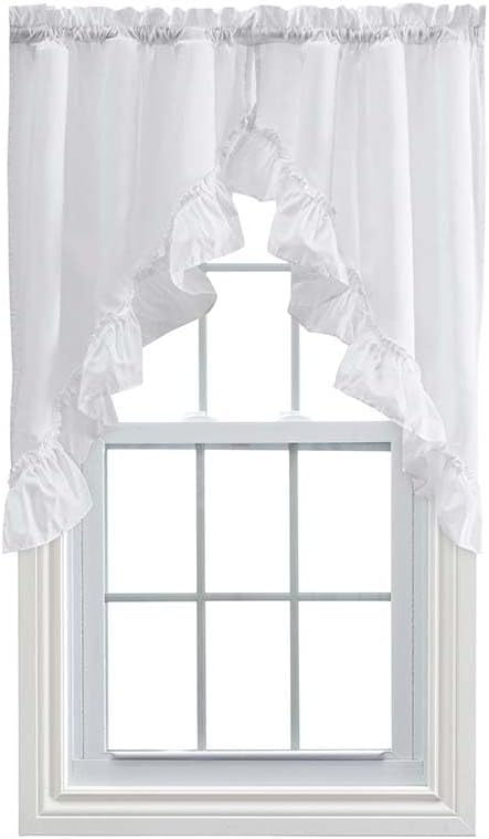 Ellis Curtain Stacey Ruffled Swag, 60 x 38 in, White