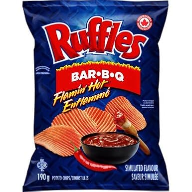 Lay's Ruffles Flamin' Hot Bar-B-Q Chips, 190g/6.7 oz. Bag, (Imported from Canada)